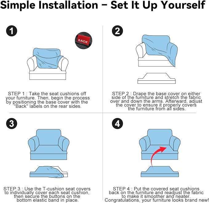 Waterproof Chair Cover with Arms 2-Piece Set Striped Slipcover - Image 7
