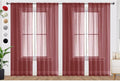 SpaceDresser Burgundy Sheer Curtains 4 Panels Rod Pocket Semi-Sheer Curtain 54 by SpaceDresser