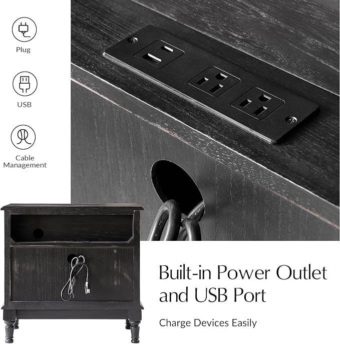 HULALA HOME Solid Wood Storage End Table - Image 4