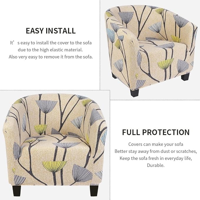 SearchI Club Chair Slipcover Stretch Barrel Chair Covers Printed Tub Chair - Image 6