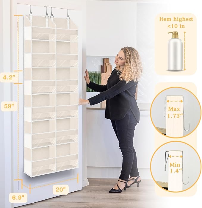 2 Pack Over The Door Organizer 6 Tiers, Extra Large Behind Door Storage of 12 - Image 3