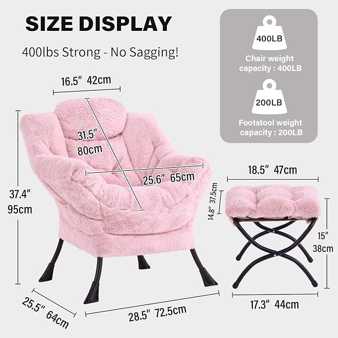 Tiita Lazy Chair with Ottoman, Comfy Leisure Sofa Armchair with Ottoman - Image 2