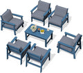 SERWALL HDPE Outdoor Furniture Set, 7 Piece All Weather Wood-Like Outdoor Sofa by SERWALL