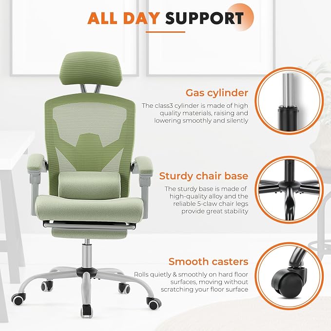 Sweetcrispy Office Computer Desk Chair, Ergonomic High-Back Mesh Rolling Work - Image 7