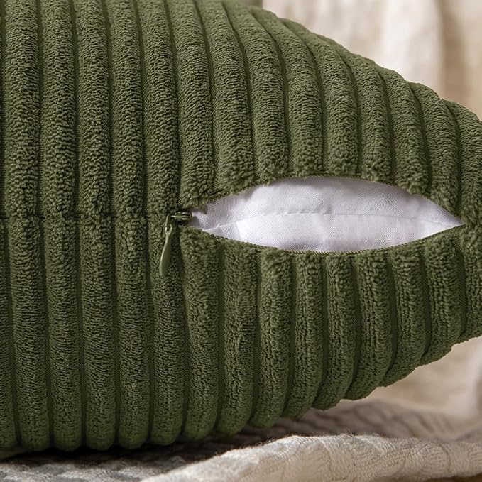 MIULEE Olive Green Decorative Euro Sham Pillow Covers 24x24 Inch - Image 4