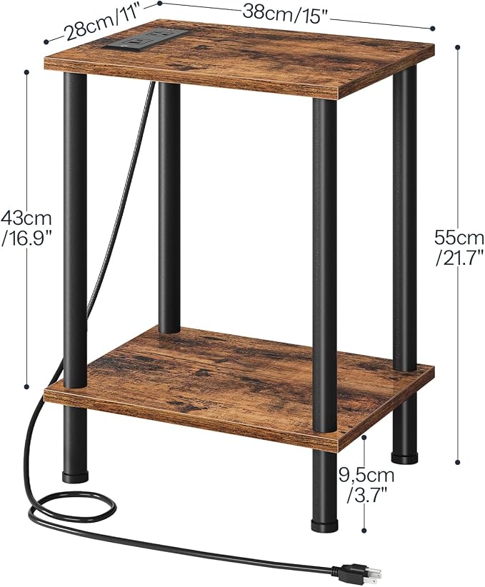 HOOBRO Side Table with Charging Station, Small End Table with USB Port and - Image 3