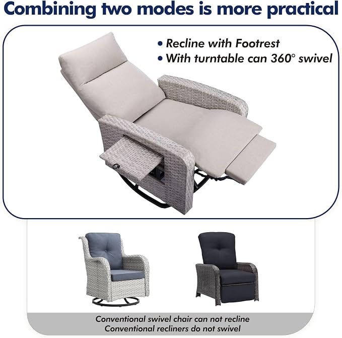 ZZW Outdoor Recliner Chair, Wicker Patio Recliners - Image 7