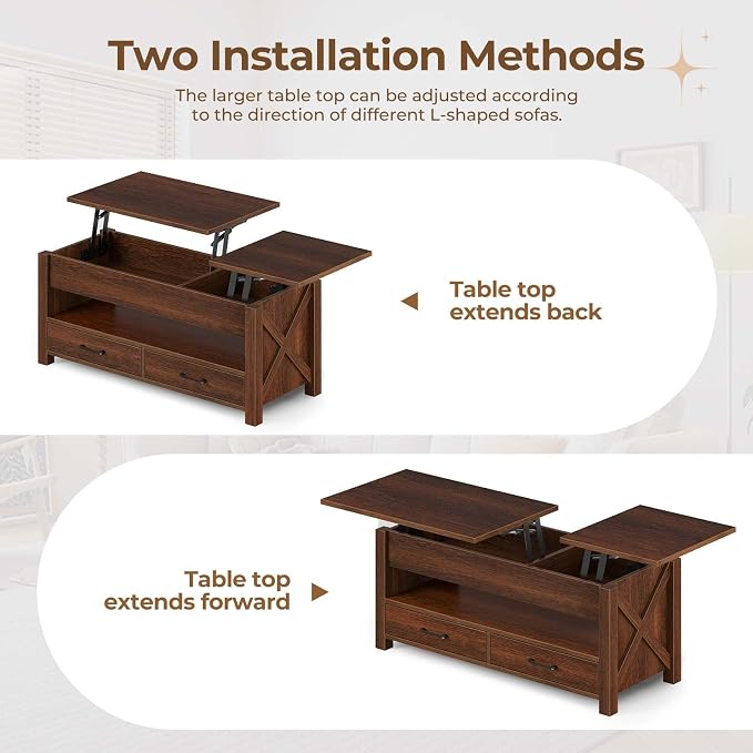 Seventable Coffee Table, 47.2" Lift Top Coffee Table - Image 4
