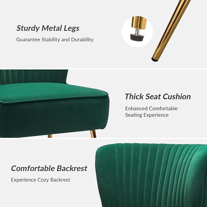 HULALA Home Velvet Accent Chair, Modern Upholstered Cute Side Chair - Image 6