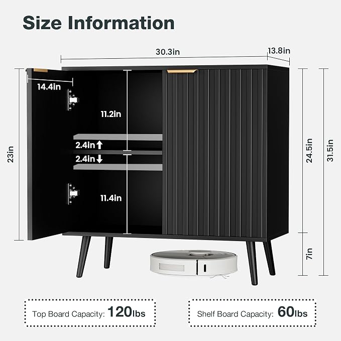 Vrullu Modern Storage Cabinet, Wood Accent Cabinet - Image 3