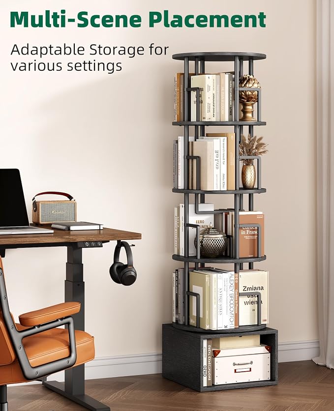 Kalrin 5 Tier Rotating Bookshelf - Image 8