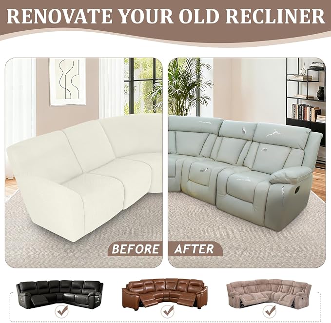 ALIECOM 100% Waterproof Recliner Sectional Couch Covers L Shape Stretch Corner - Image 7