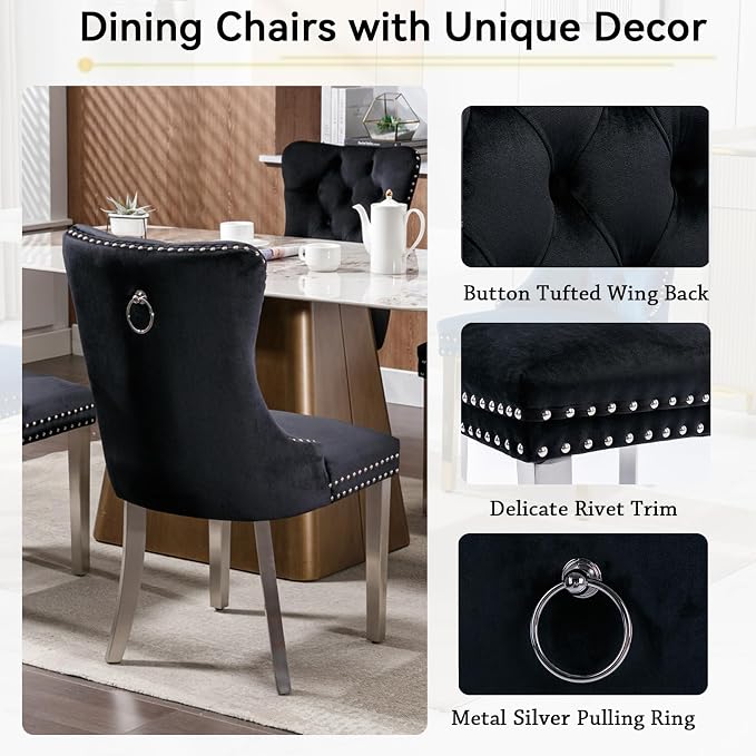 Henf 63"-79" Dining Table Set for 4, 5 Pieces Extendable Dining Table and 4 - Image 6