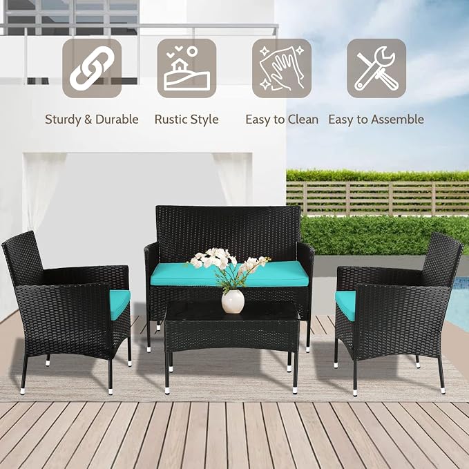 FDW Rattan Furniture Wicker Chair Patio Bristo Set - Image 4