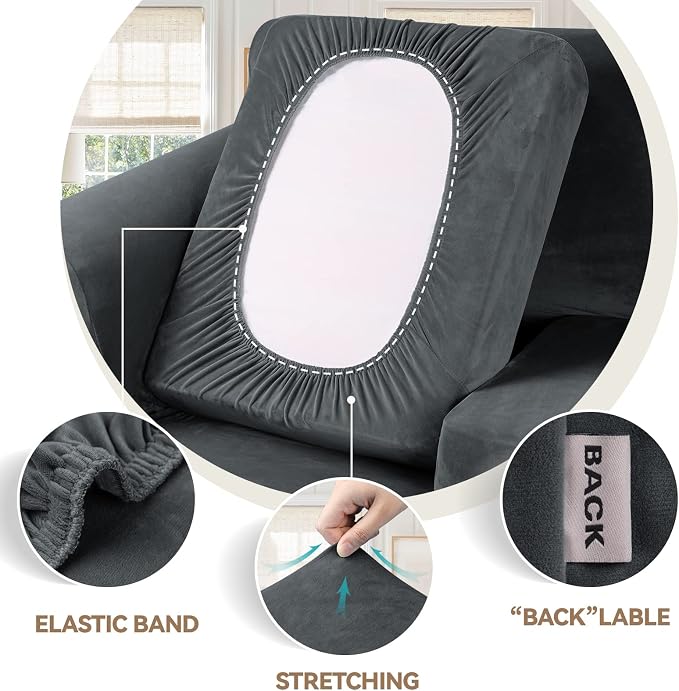 WEERRW 4 Pieces Velvet High Stretch Couch Covers - Image 3