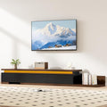 Extendable TV Stand with LED Lights, Modern TV Console with 3 Drawers, Wooden by Callales