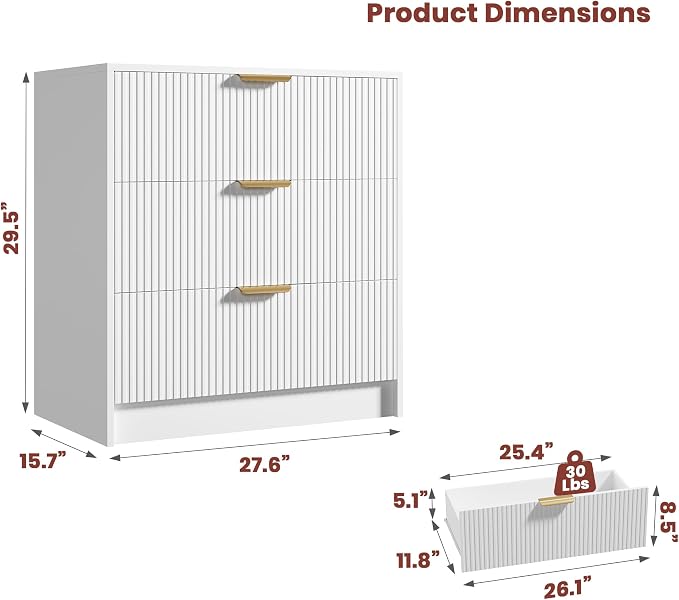 Garvee 3 Drawer Dresser for Bedroom - Image 2