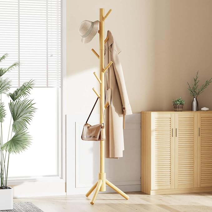 Pipishell Coat Rack Sturdy Wooden Coat Rack Stand, Adjustable Coat Tree - Image 7