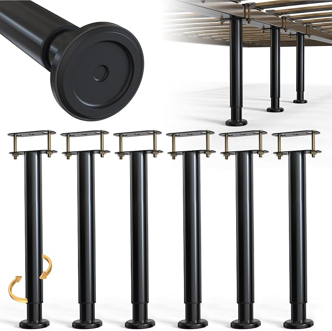 6Pcs Bed Frame Support Leg, Adjustable 14" to 23.6", Increase Under-Bed Storage by YUEYIN