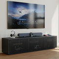 POVISON Full Assembled Mid Century Modern TV Stand, Wood Slatted Media Console by POVISON