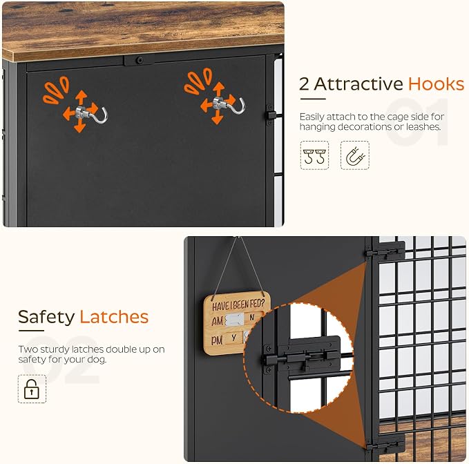 YATINEY Foldable Dog Crate Furniture, 47.2" Dog Crate - Image 6