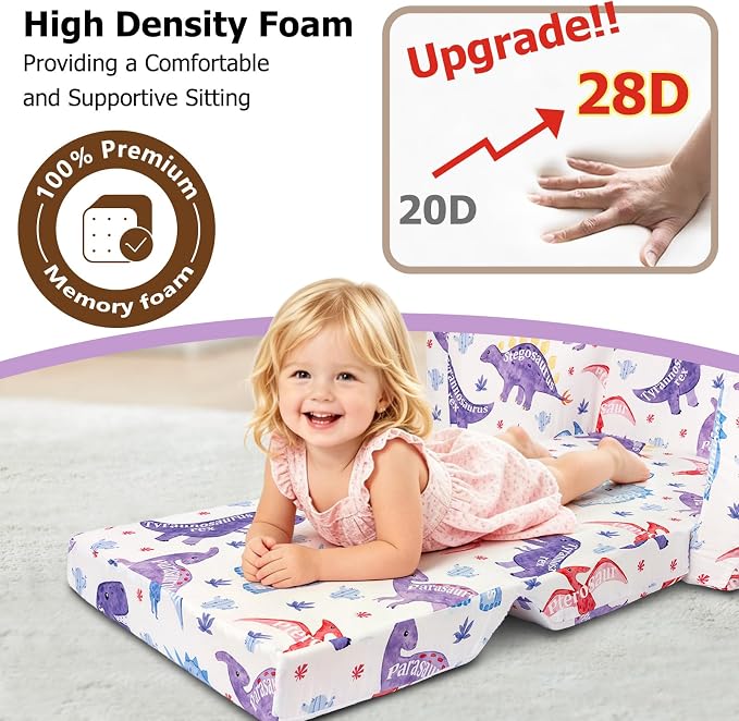 Kids Couch, 2-in-1 Kids Fold Out Couch, Convertible Sofa to Lounger - Image 5