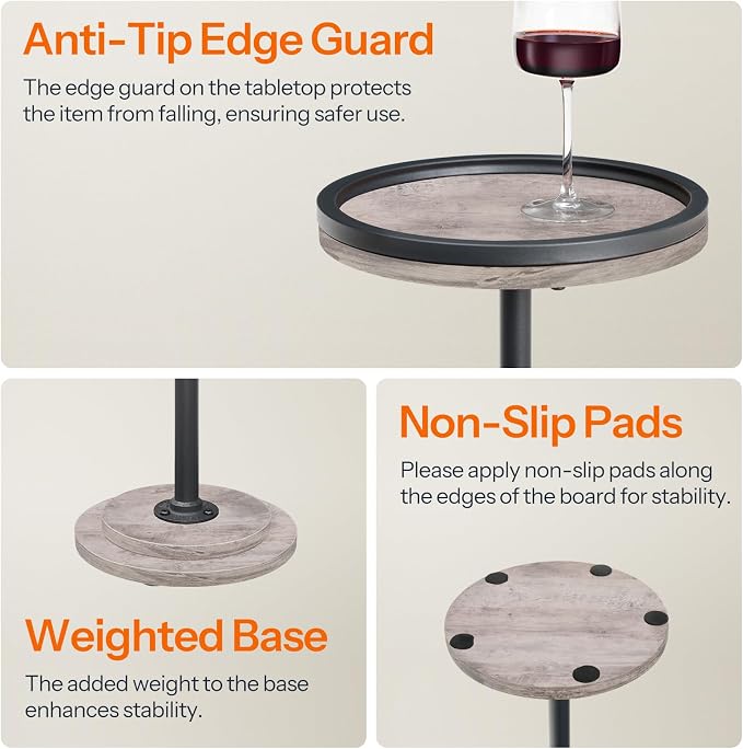HOOBRO Small Round Side Table, Drink Table, Coffee Martini Table - Image 7