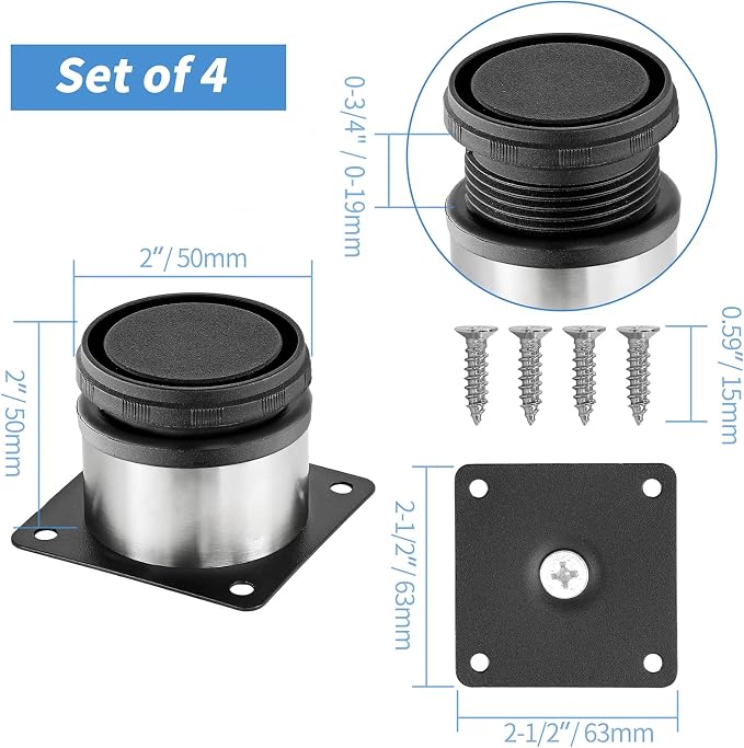 2 Inch Metal Furniture Legs Stainless Steel Adjustable Legs Silver Table Legs - Image 4
