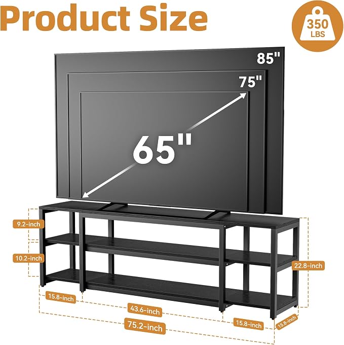 Aquzee 85 inch TV Stand, Entertainment Center - Image 3