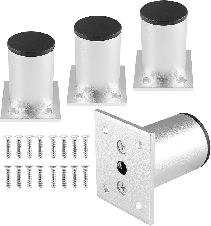 Set of 4 Furniture Legs 2.36 Inch, Adjustable Aluminum Alloy Cabinet Legs by Kyuionty