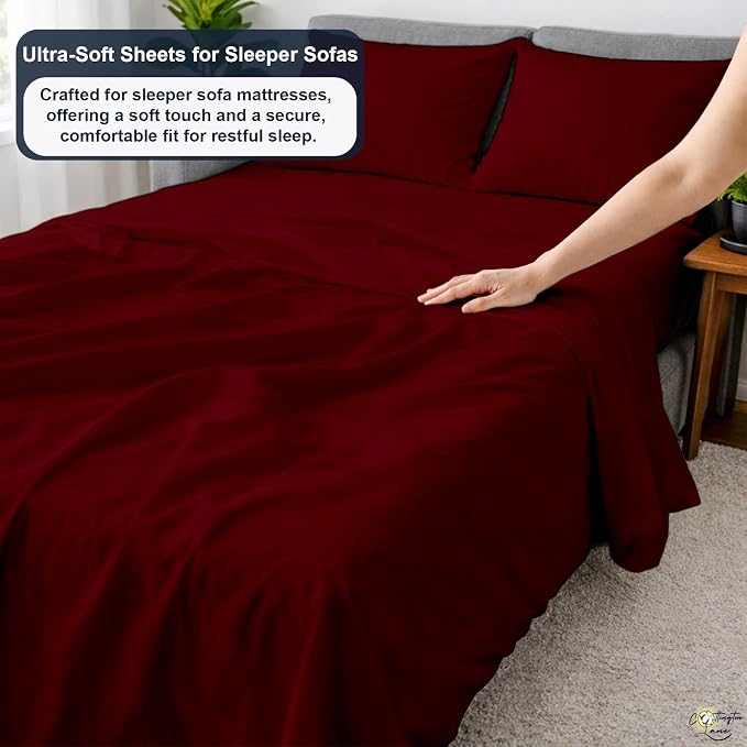 Cottington Lane Sleeper Sofa Sheets Full Size, 4 Piece Premium Quality 100% - Image 3