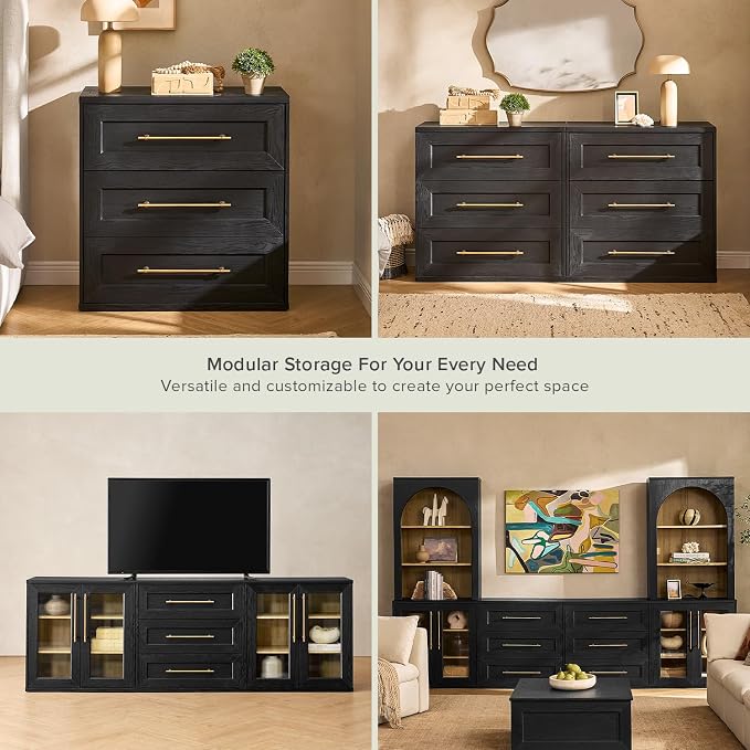 mopio Blake 3 Drawer Dresser for Bedroom, Chest of Drawers, Wood Dresser - Image 8