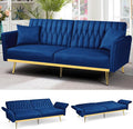 70” Velvet Futon Sofa Bed w/Adjustable Armrests and Backrest, Convertible Futon by ACMEASE