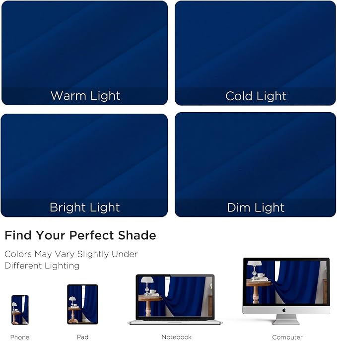 CUCRAF Royal Blue Blackout Curtains 63 inch Length 2 Panels Set, Rod Pocket - Image 4