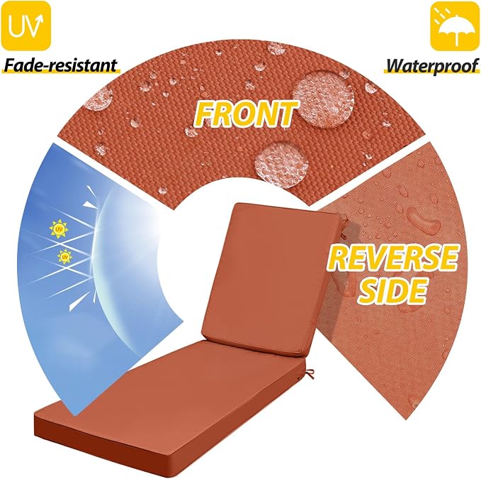 AAAAAcessories Outdoor Chaise Lounge Cushions, Waterproof Patio Furniture - Image 2