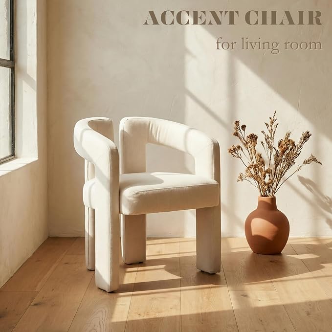 Hyfirm Upholstered Linen Barrel Dining Chairs Set of 6, Modern Accent Kitchen - Image 7