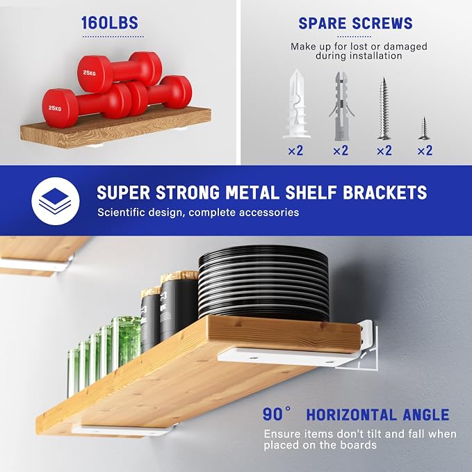 Goovilla Shelf Bracket, Heavy Duty Floating Shelf Brackets 8 inch Long - Image 3