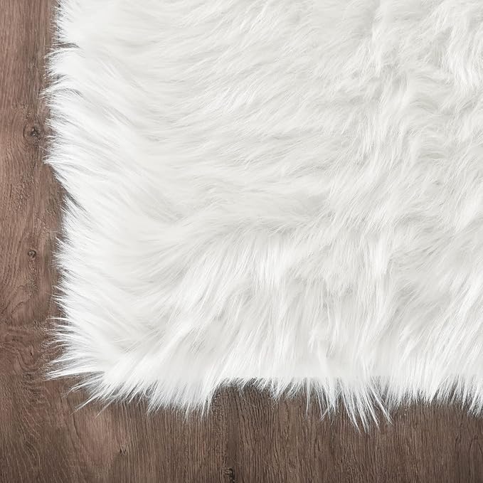 Latepis Off White 3x4 Area Rug Faux Sheepskin Fur Rug Washable Furry Rugs - Image 5