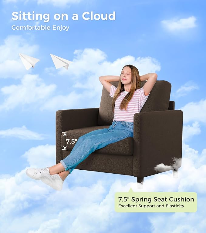 Welzona Sofa Accent Chair, Tool-Free Setup Living Room Accent Chairs, Comfy Arm - Image 7