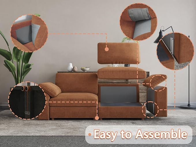 EASE MOOSE Modular Sectional Couch, Oversized Deep Seat U Shape Sectional Couch - Image 8