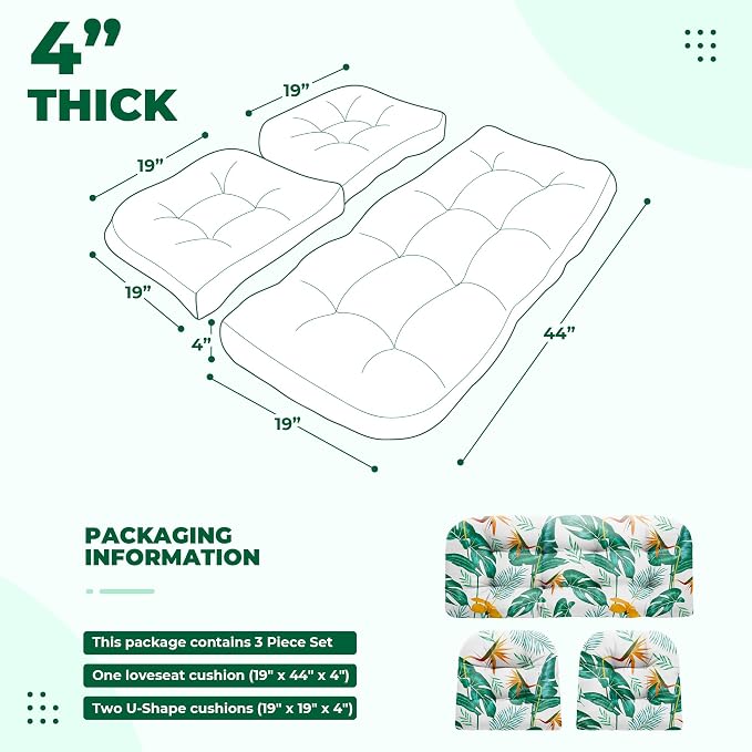 DANGHOOGY Wicker Chair Cushions, Waterproof Outdoor Loveseat Cushions - Image 2