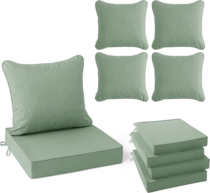 Summsun Outdoor Cushions for Patio Furniture, Faux Linen Water Resistant by SUMMSUN