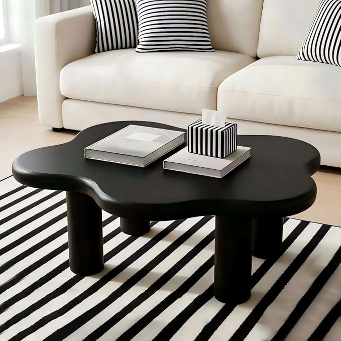 40" Cloud Coffee Table with 4 Round Table Legs, Modern Irregular Center Table - Image 3