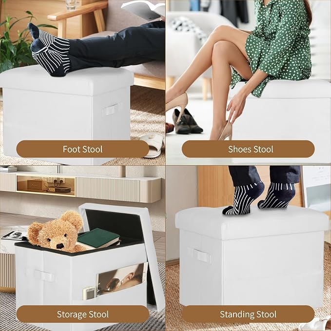 BelugaHelper Ottoman with Storage. Leather Foldable Ottomans with Thick Foam - Image 3