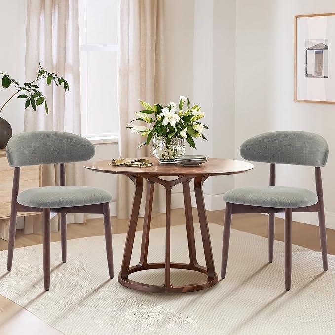 COLAMY Wooden Dining Room Chairs Set of 4, Modern Upholstered Fabric Dining - Image 3