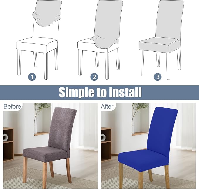 BIETYONE Stretch Dining Chair Covers Set of 6, Soft Removable Washable Kitchen - Image 4