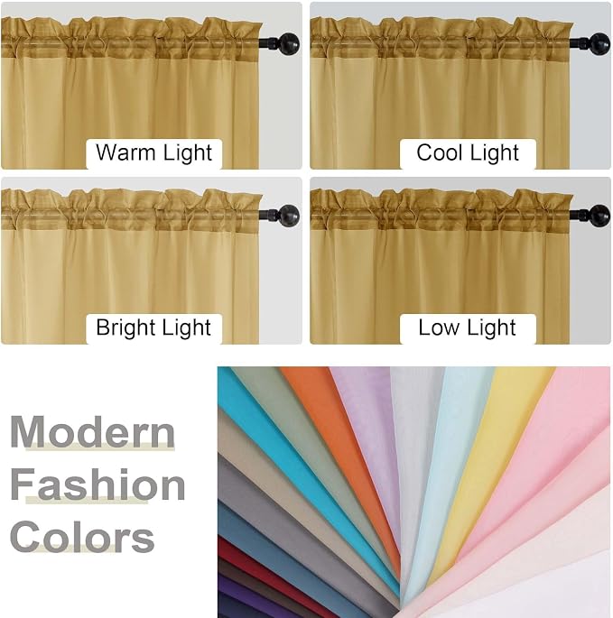 Gold Sheer Curtain for Bedroom Living Room 78 Inches Long 2 Panels Set - Image 7
