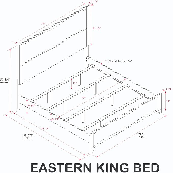 Kings Brand Furniture Brielle 6-Piece King Bedroom Set – Modern Wood Bed Frame - Image 8