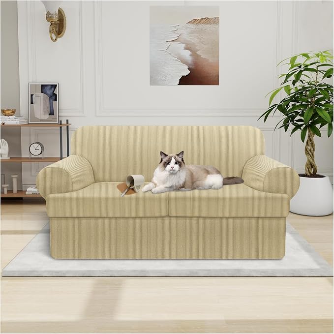 Waterproof Loveseat Cover 3-Piece Set Striped Slipcover by Pfrstuv