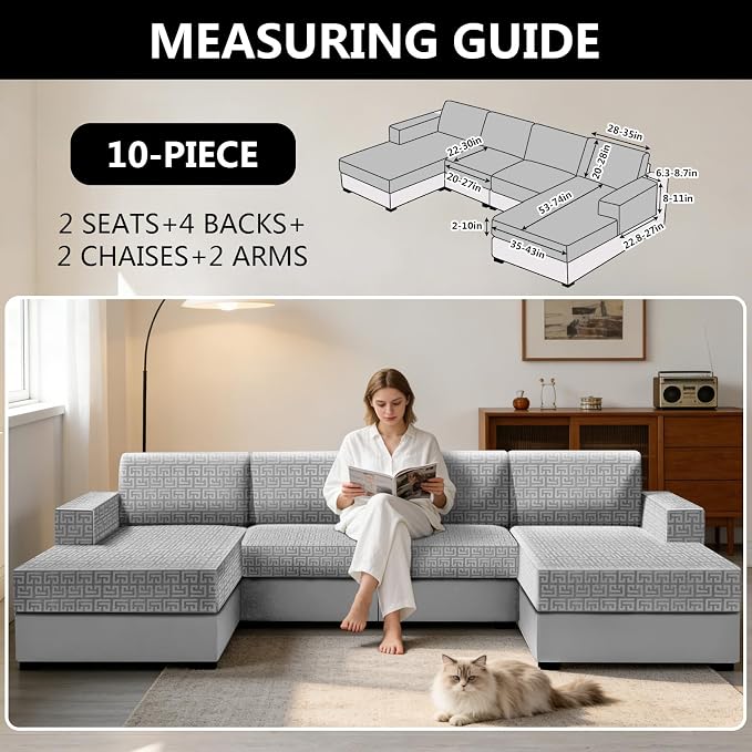 UNBBRRL 10 Pieces Stretch Sofa Cushion Covers - Image 2